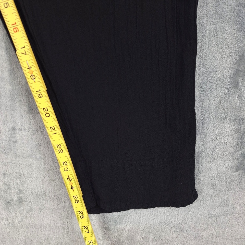 Oh My Gauze Pants L/XL Black Pull On Boho Lagenlook Beach Coastal Crop High Rise - Picture 6 of 9